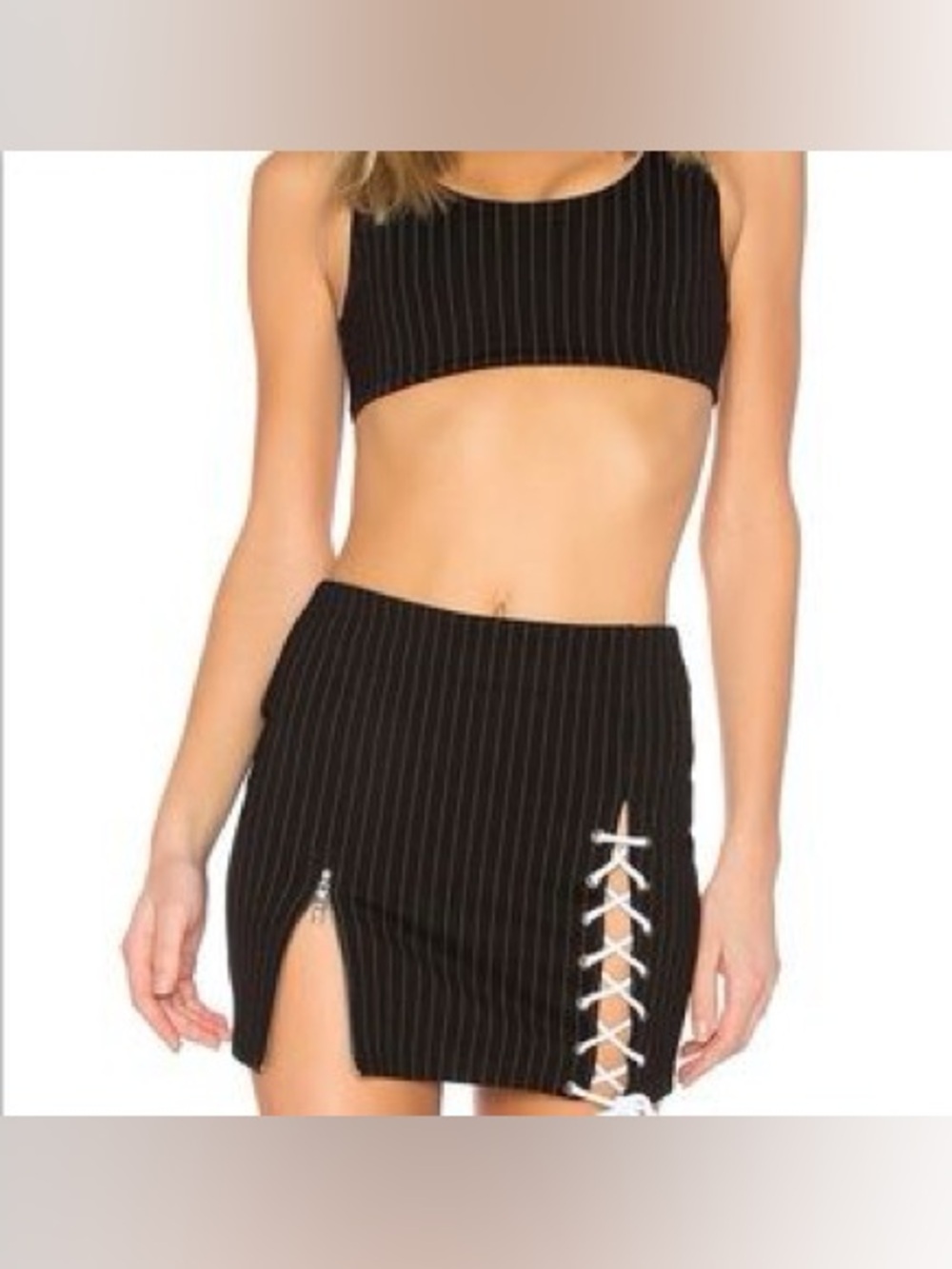 Danielle Guizio lace Up Zip skirt & matching top